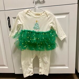Festive Baby Onesie with Green Tulle Skirt Marie Nicole NWT 6-12 months